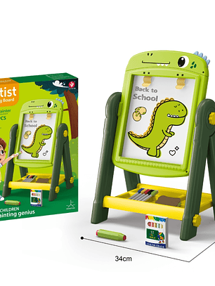 Pizarra Dino de Dibujo Infantil 2 en 1 con 360° + Accesorios