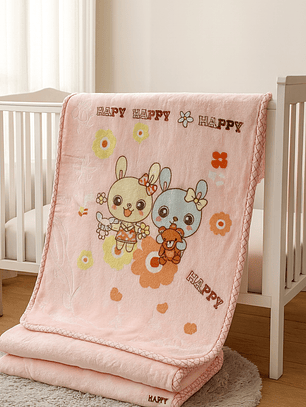 Manta Para Bebe Conejo y Osito