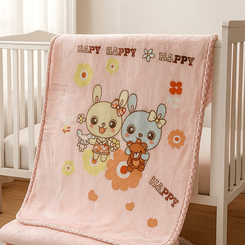 Manta Para Bebe Conejo y Osito 2