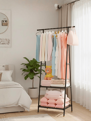 Pechero Cuelga Ropa Negro Con Porta Zapatos