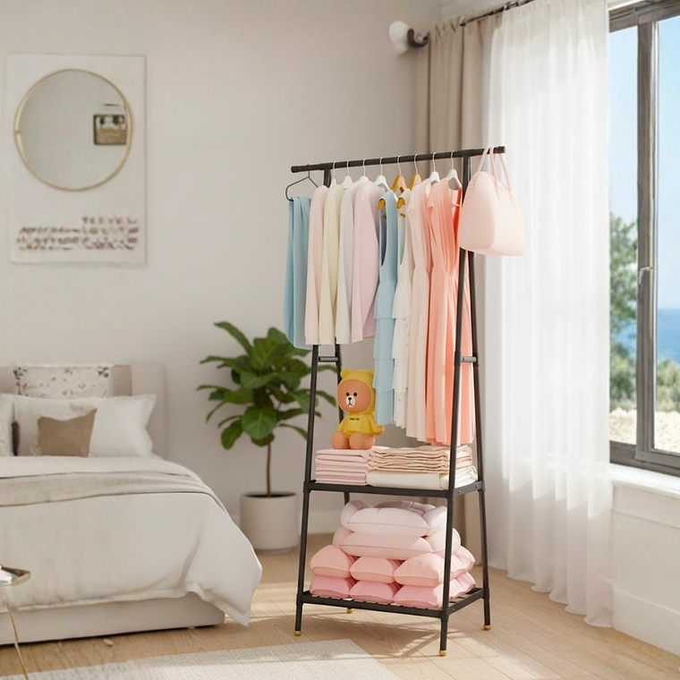 Pechero Cuelga Ropa Negro Con Porta Zapatos 1