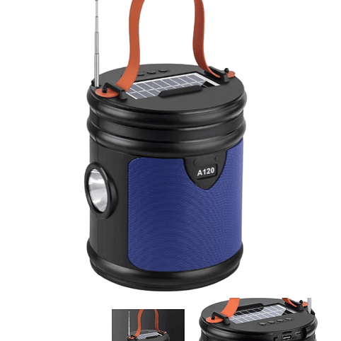 Parlante Bluetooth Portátil con Panel Solar y Linterna LED 1