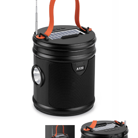 Parlante Bluetooth Portátil con Panel Solar y Linterna LED 3