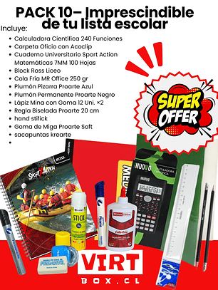 PACK 10– Imprescindible de tu lista escolar