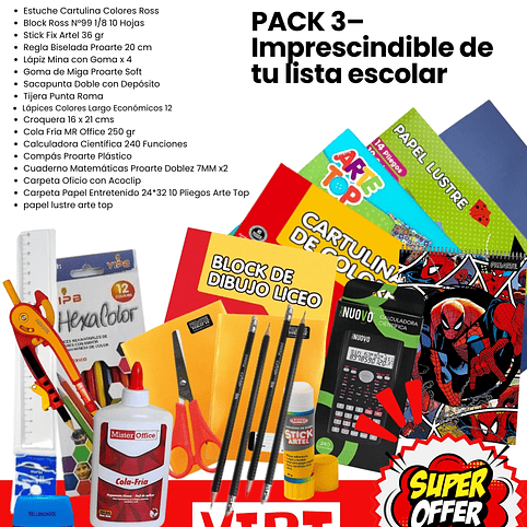 PACK 3– Imprescindible de tu lista escolar 1