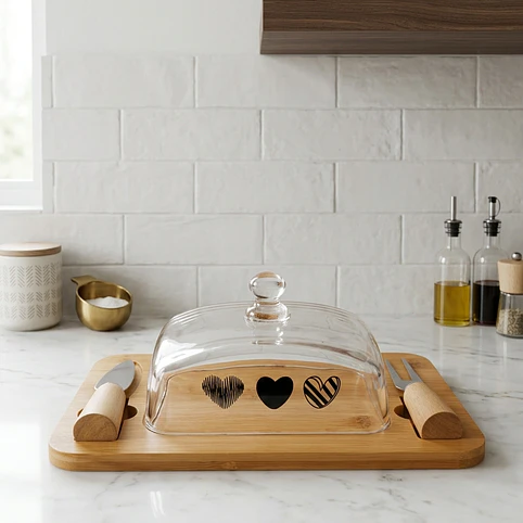 Mantequillero De Vidrio Con Tapa 1