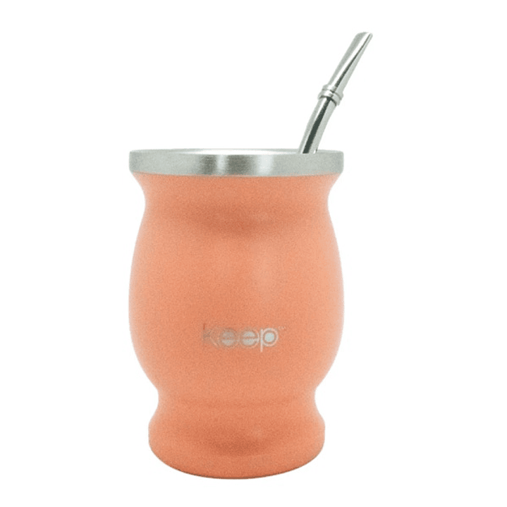 Mate Clasico Coral + Bombilla Keep 1