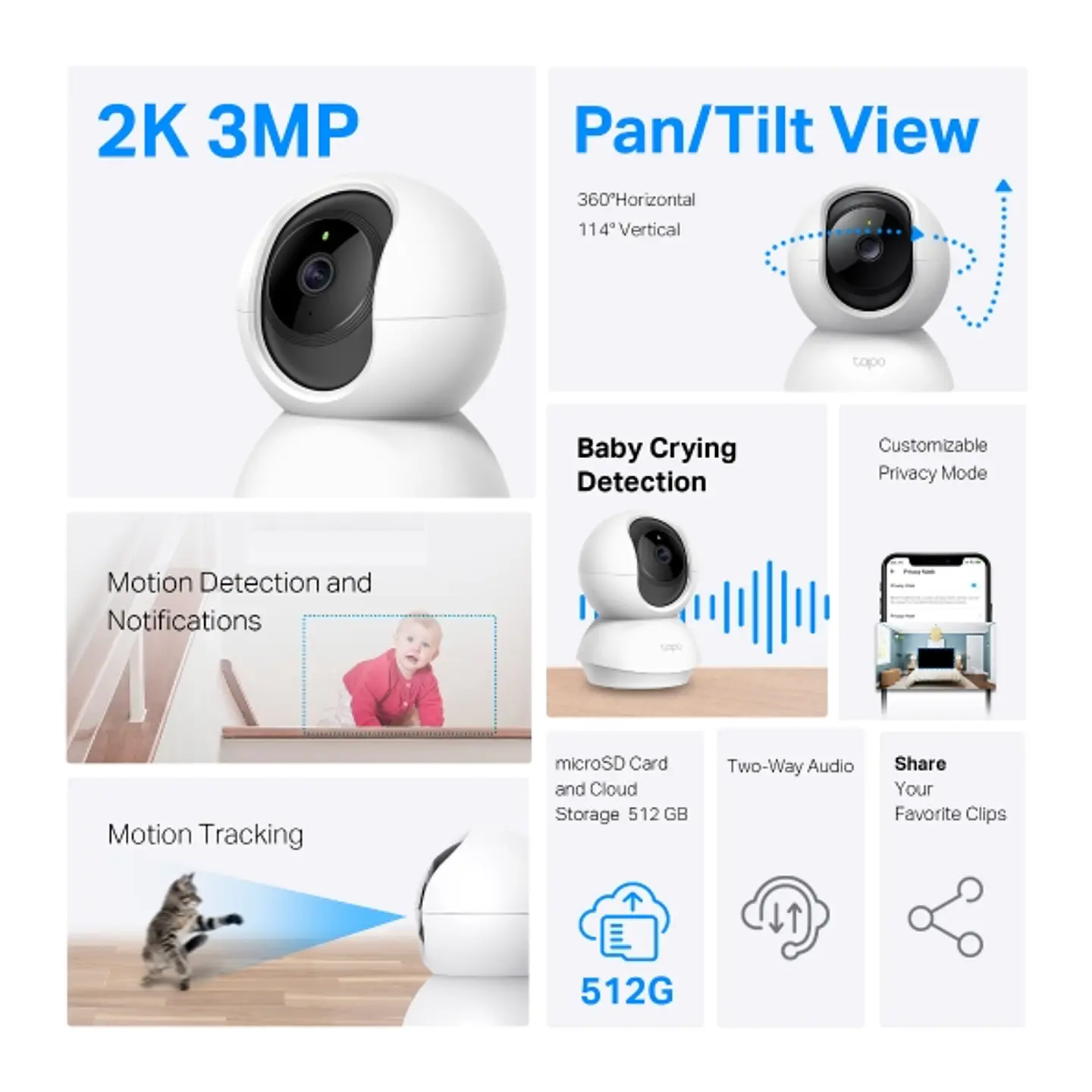📹 TP-Link Tapo C210 – Cámara Wi-Fi Inteligente 2K QHD con Movimiento Horizontal y Vertical 4