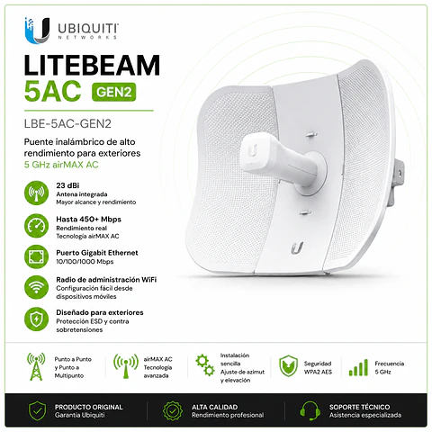📡 Ubiquiti LiteBeam 5AC Gen2 (LBE-5AC-GEN2)