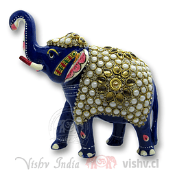 Elefante metálico azul con decoraciones #461 ($14.990 x Mayor)   