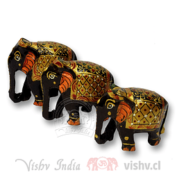 Set 3 Elefantes de Madera Pintados #284 ($6.990 x Mayor)