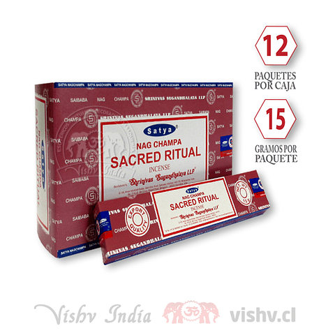  Incienso Satya Nag Champa "Ritual Sagrado" ($4.990 x Mayor)