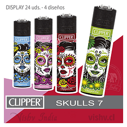 Encendedor Clipper "Skulls 7" - Display