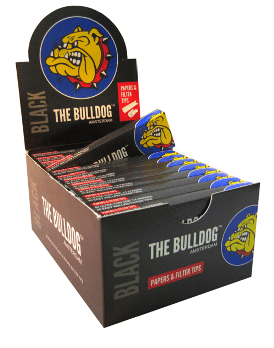 Papelillos The Bulldog Black 1 1/4 + Tips - Display