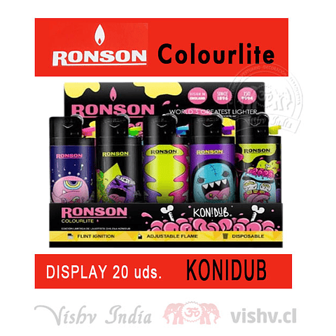 Encendedor Ronson Colourlite 20 uds. 2022 - Display
