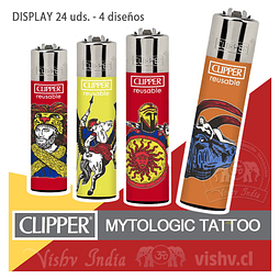 Encendedor Clipper Colección Mytologic Tattoo - Display