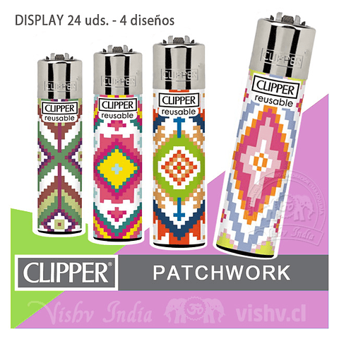 Encendedor Clipper "Patchwork" - Display