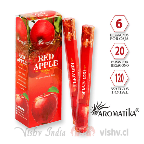 Incienso Aromatika Manzana Roja - Caja de 6 Hexágonos