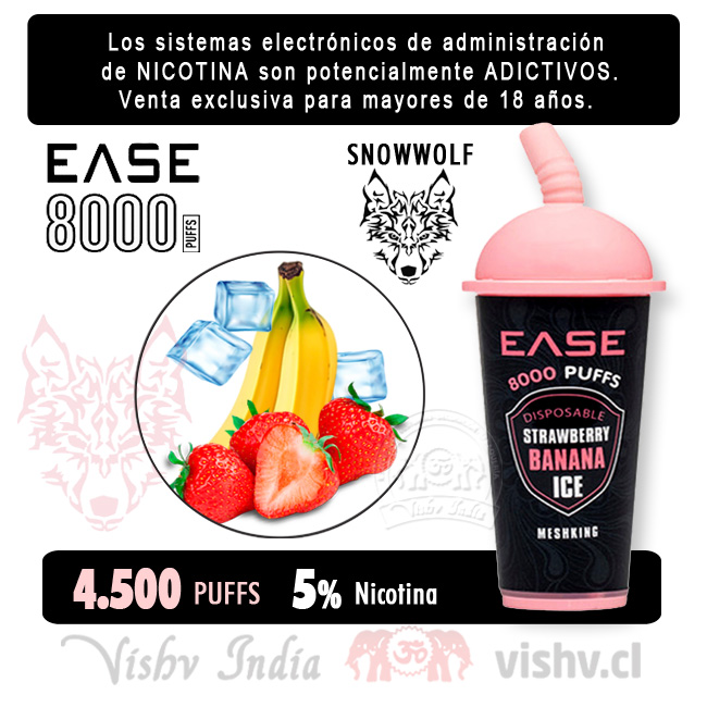 Vaper Snowwolf Ease - Frutilla y Banana ICE $7.990 x Mayor