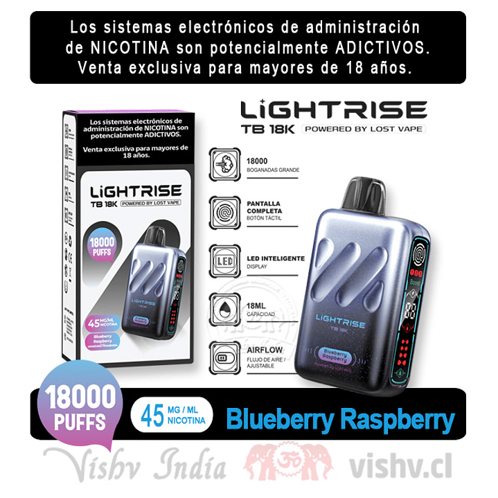 Lost Vape Lightrise - Arándanos y Frambuesa ($14.190 x Mayor) 18.000 Puffs 2