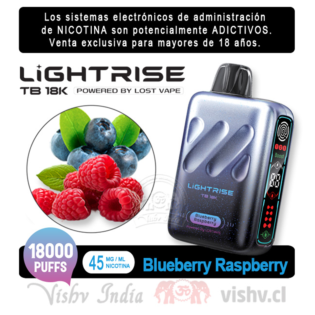 Lost Vape Lightrise - Arándanos y Frambuesa ($14.190 x Mayor) 18.000 Puffs 1