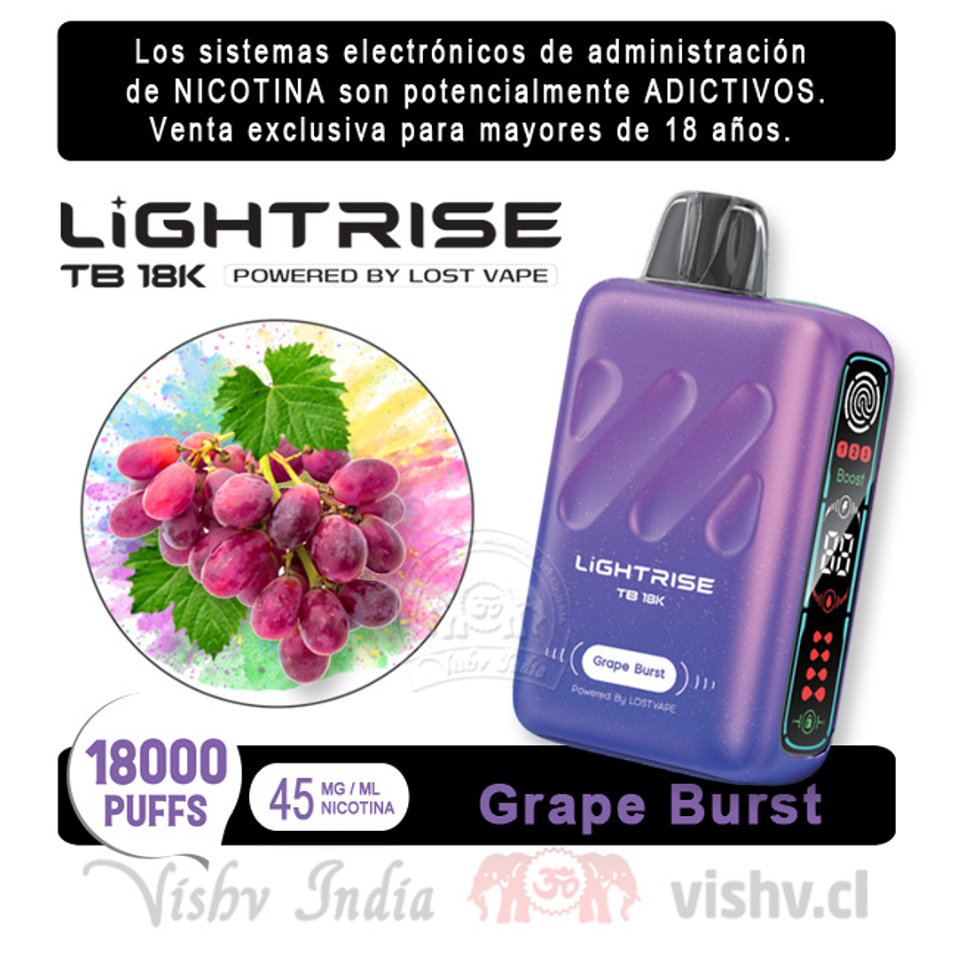 Lost Vape Lightrise - Explosión de Uva ($14.190 x Mayor) 18.000 Puffs 1