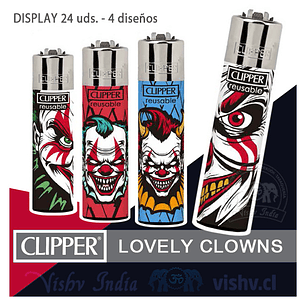 Encendedor Clipper Colección Lovely Clowns - Display 24 Uds