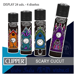 Encendedor Clipper Colección Scary Cucut - Display 24 Uds