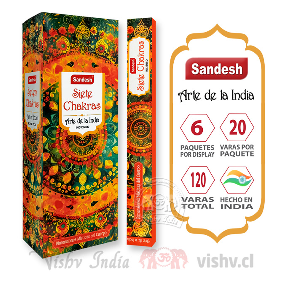 Incienso Sandesh - Siete Chakras ($1.690 x Mayor) Caja de 6 Paquetes 1