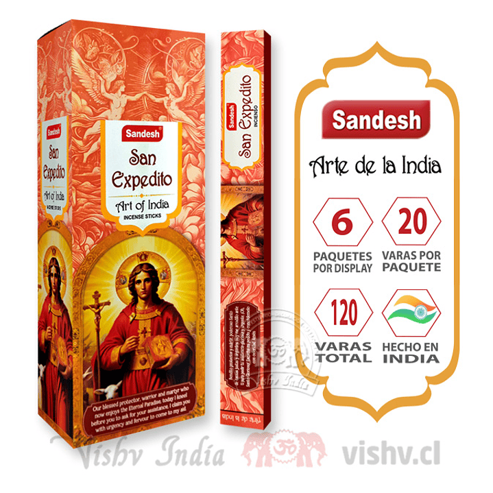Incienso Sandesh - San Expedito ($1.690 x Mayor) Caja de 6 Paquetes 1