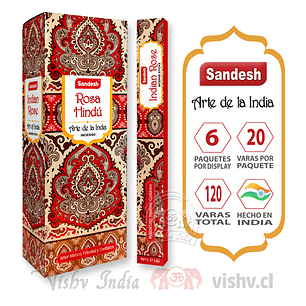 Incienso Sandesh - Rosa Hindú ($1.690 x Mayor) Caja de 6 Paquetes