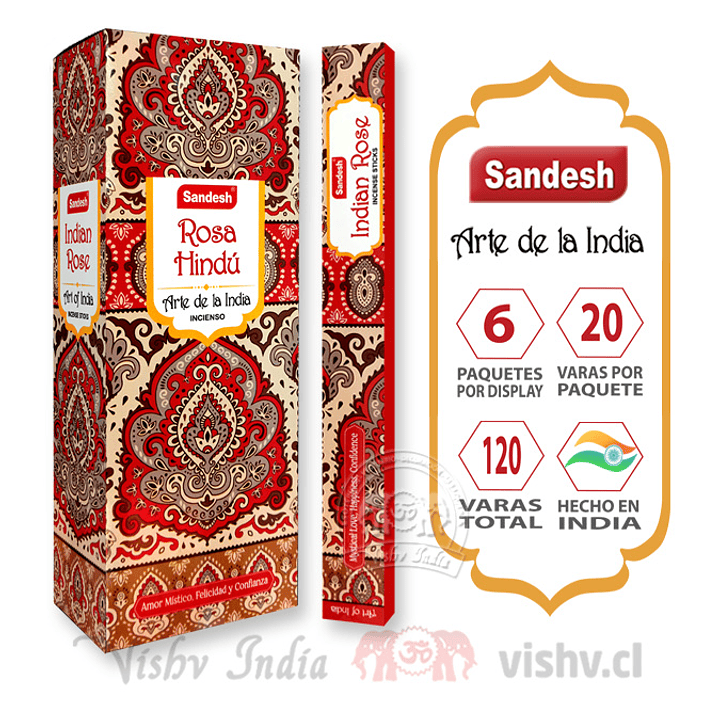 Incienso Sandesh - Rosa Hindú ($1.690 x Mayor) Caja de 6 Paquetes 1