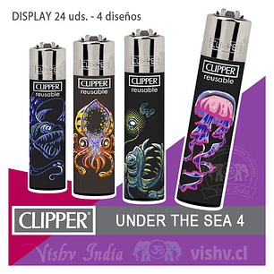 Encendedor Clipper Colección Under the Sea 4 - Display 24 Uds