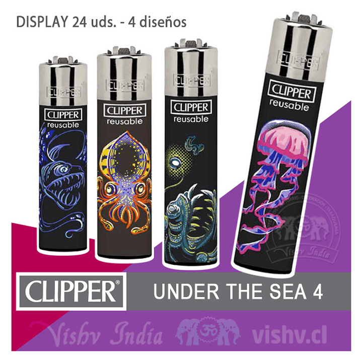 Encendedor Clipper Colección Under the Sea 4 - Display 24 Uds 1