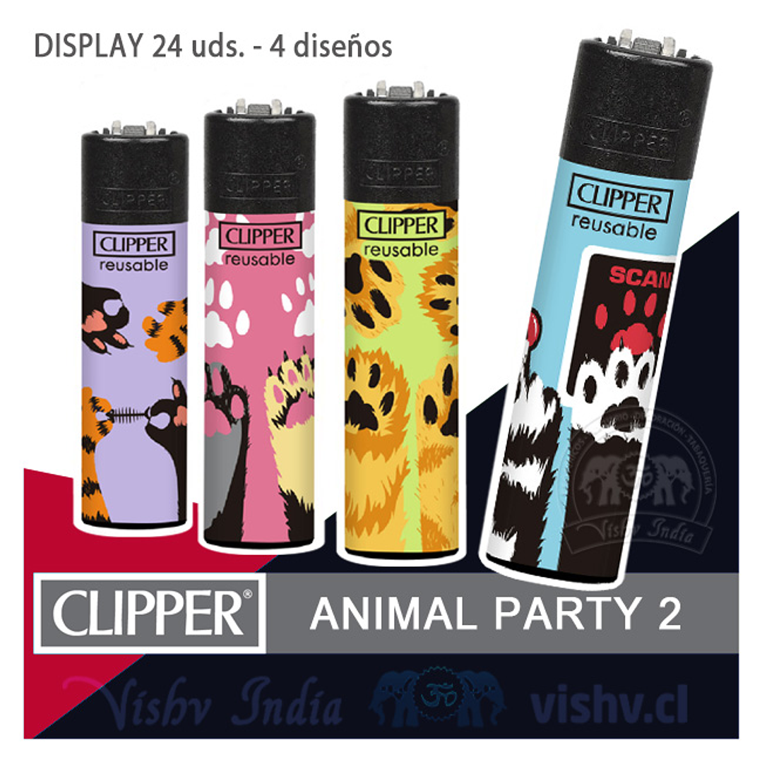 Encendedor Clipper Colección Animal Party 2 - Display 24 Uds 1