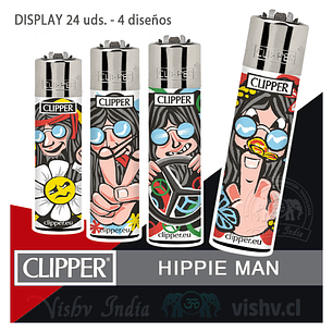 Encendedor Clipper Colección Hippie Man - Display 24 Uds