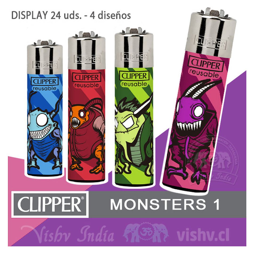 Encendedor Clipper Colección Monsters 1 - Display 24 Uds 1