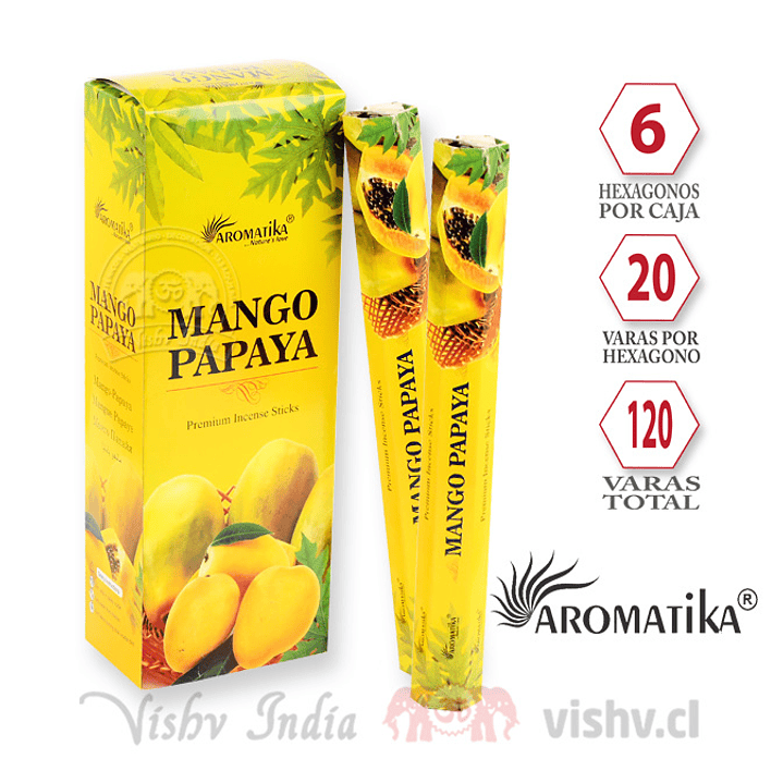 Incienso Aromatika Mango y Papaya - Caja de 6 Hexágonos 1