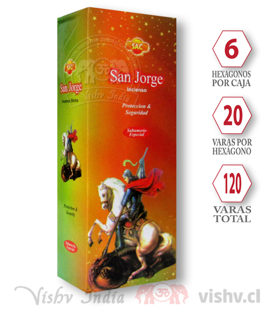 Incienso SAC "San Jorge" ($1.690 x Mayor) Caja de 6 Hexágonos