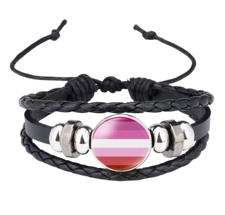PULSERA DE CUERO BANDERA LESBIAN