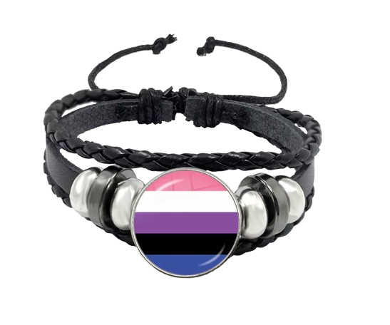 PULSERA DE CUERO BANDERA GENERO FLUIDO