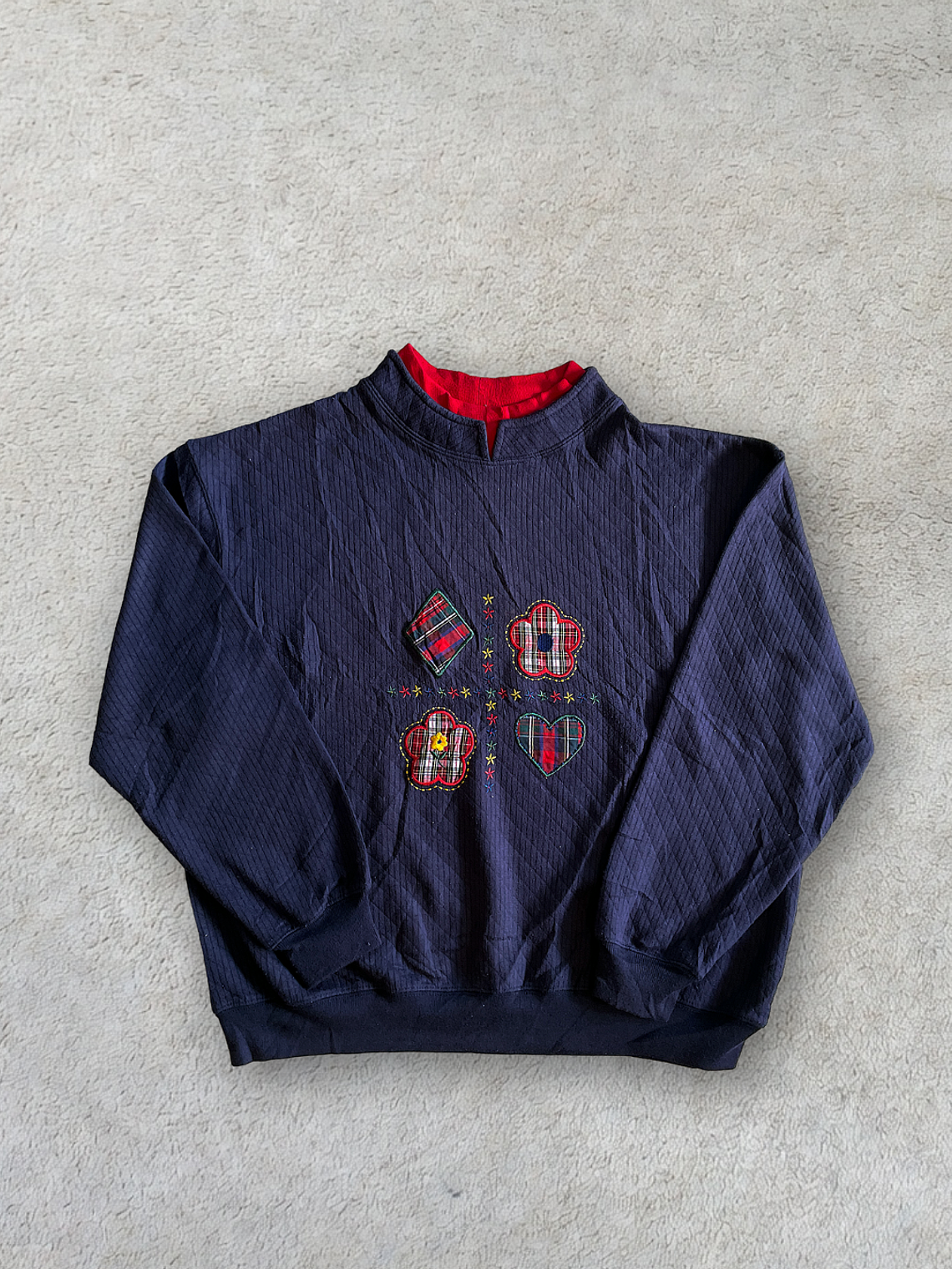 Vintage Grandmacore Cuello Rojo Sudadera (S) 1