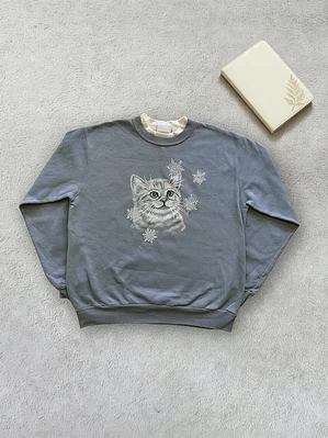 Sudadera Vintage Gatito Celeste Morning Sun (L)