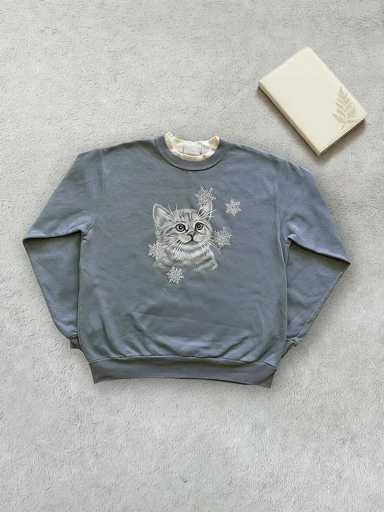 Sudadera Vintage Gatito Celeste Morning Sun (L) 1