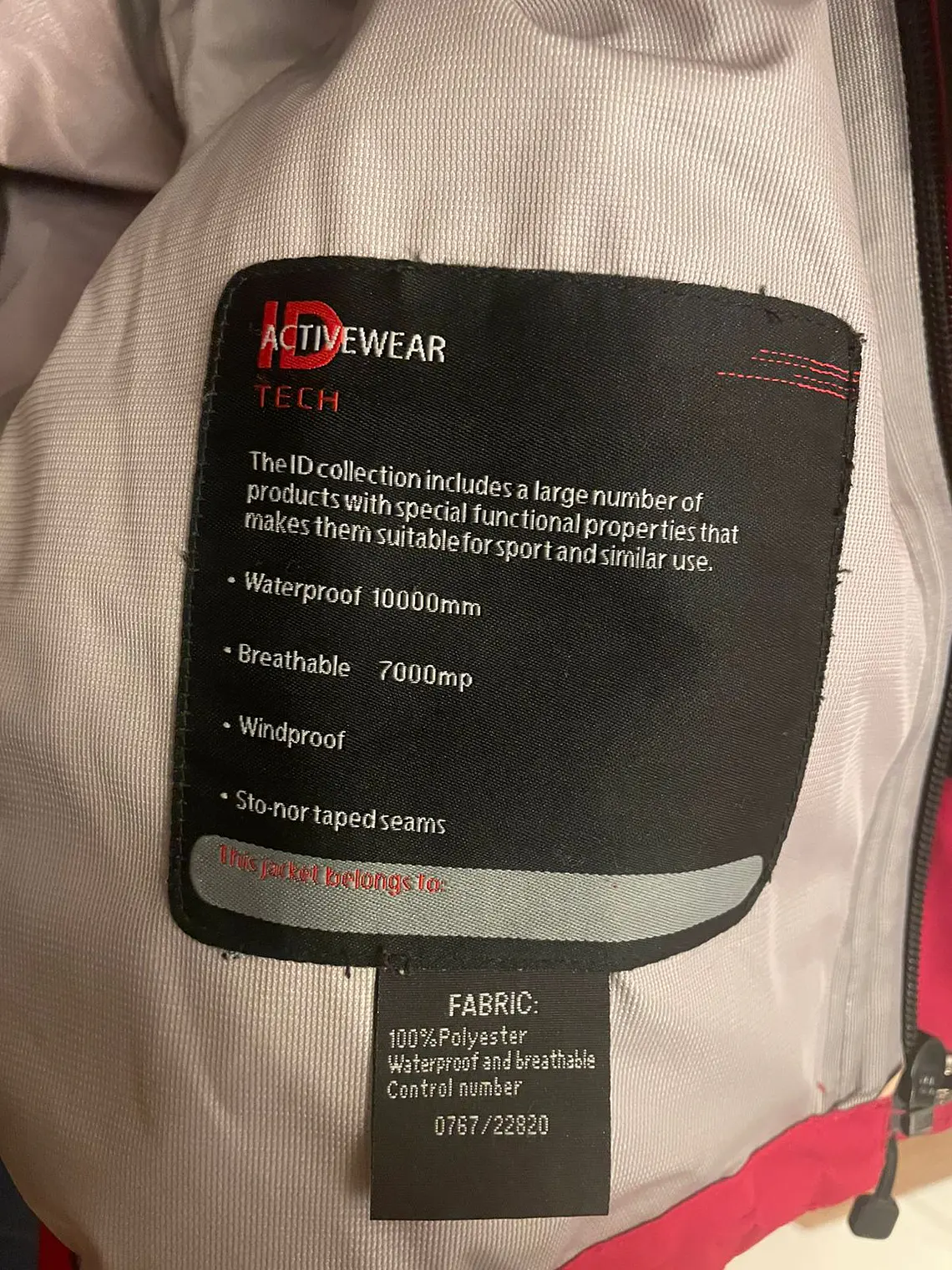 Chaqueta Tecnica Roja ID Activewear (M) 12