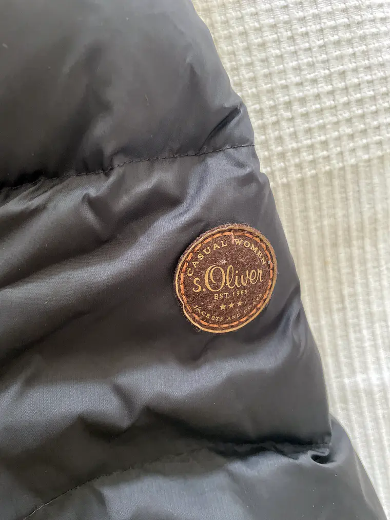 Chaqueta Plumas Negra S. Oliver Talla 40 Abrigo Invierno Capucha Pelo 9