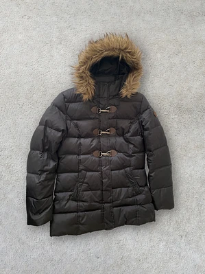 Chaqueta Plumas Negra S. Oliver Talla 40 Abrigo Invierno Capucha Pelo