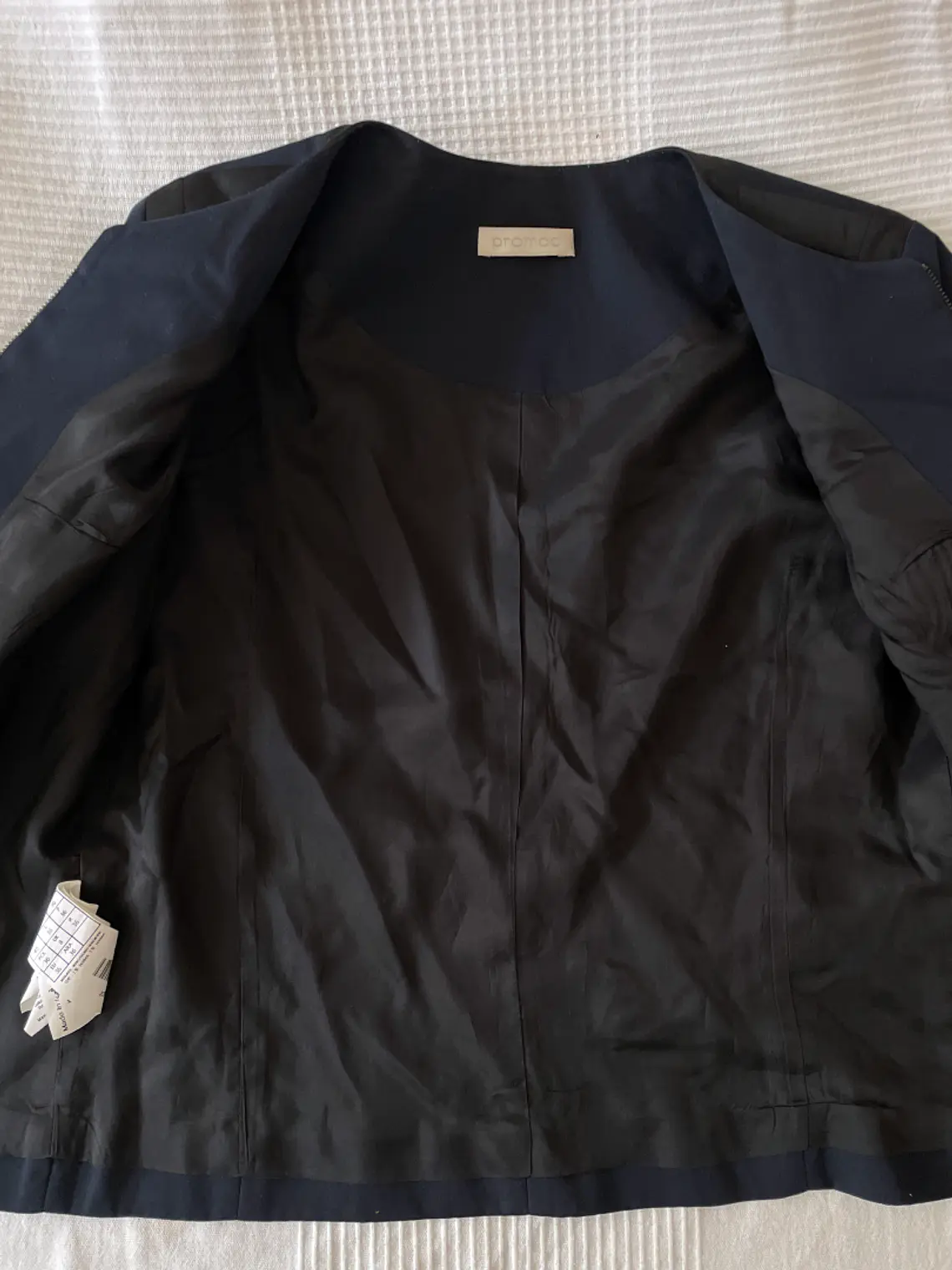 Americana Cazadora Biker Promod Talla 36 S Azul y Negra Blazer Corta Mujer 4