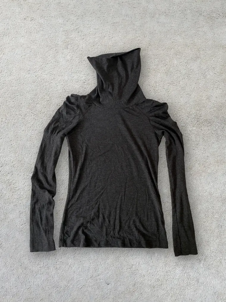 Jersei Polera Cuello Alto Gris Stradivarius L Jersey Ajustado Knit Grey 1