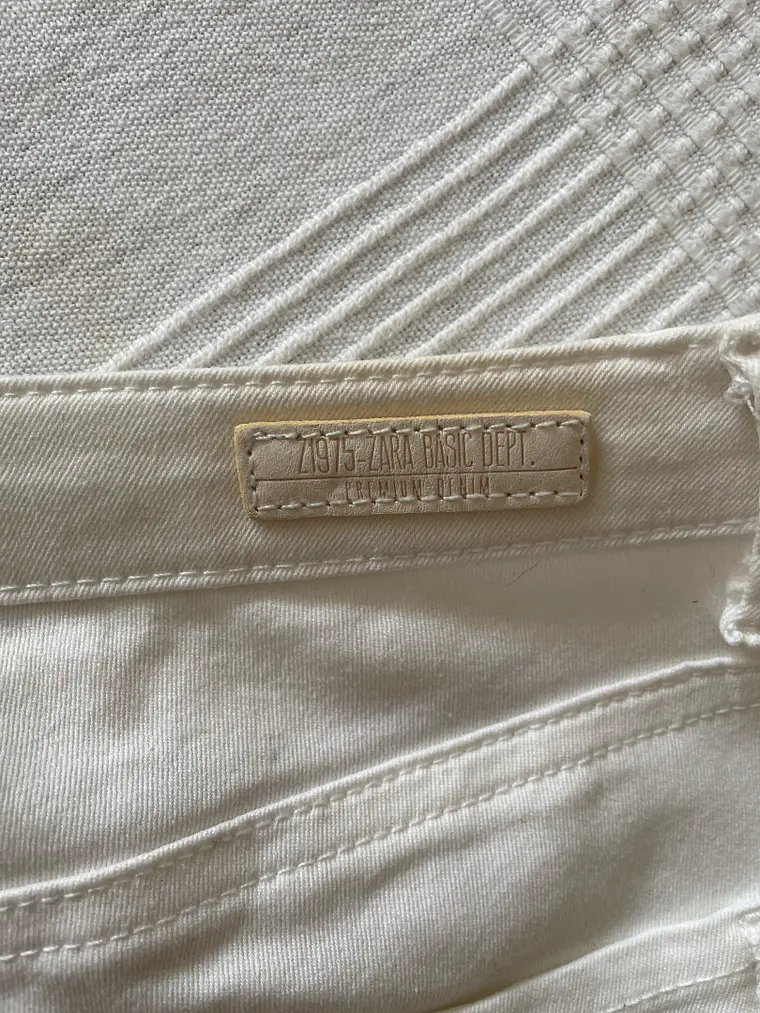 Pantalón Blanco Zara Talla 38 Slim Cremalleras Detalles Rodilla 8